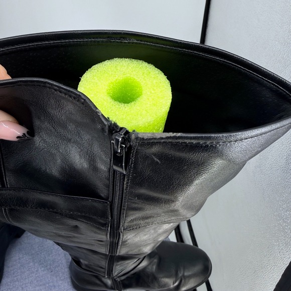 Torrid Black Faux Leather Women 9.5 Knee High Boots Buckle Zip Side Wide Calf - Picture 10 of 16